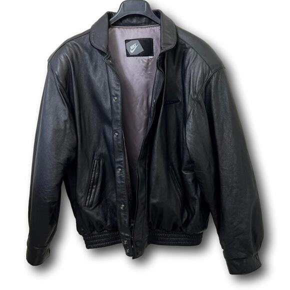Collectible Vintage Nike Big Swoosh Varisty Leather Bomber Jacket – Size XXL - Picture 11 of 16